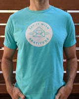 Say it With Gratitude White on Teal Short Sleeve Tee